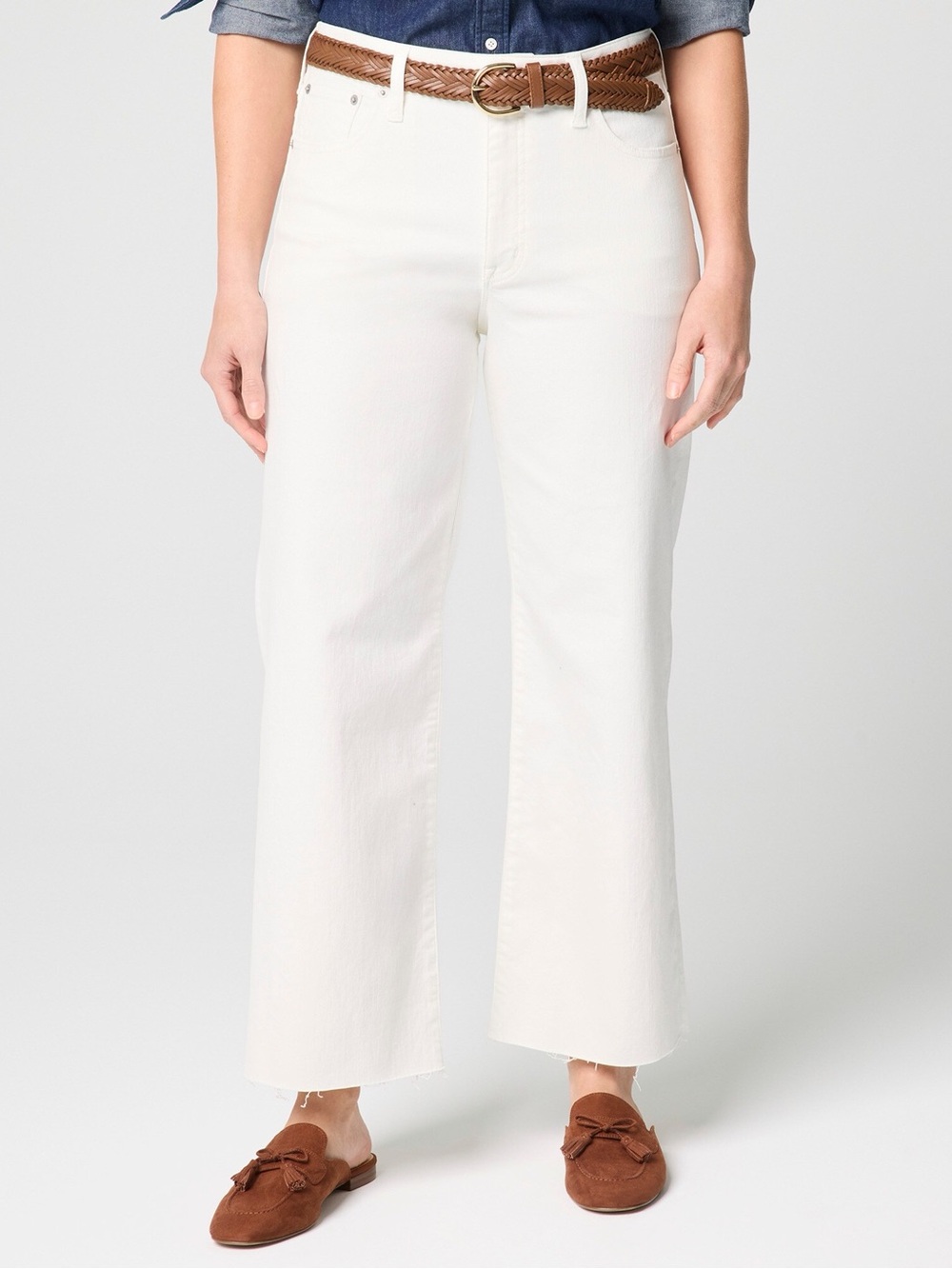 NWT J.Crew Curvy Wide-Leg Cropped Jeans Seashell White Size 29